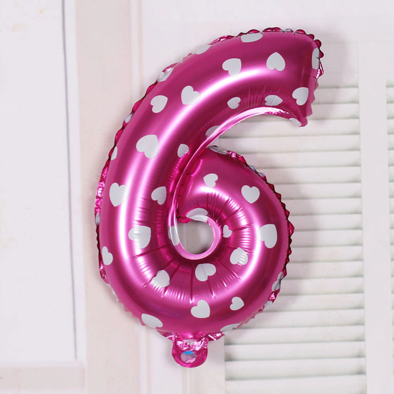 Шарик цифра 6 фольгированная с сердечками 32 дюйма розовый Киев - изображение 3