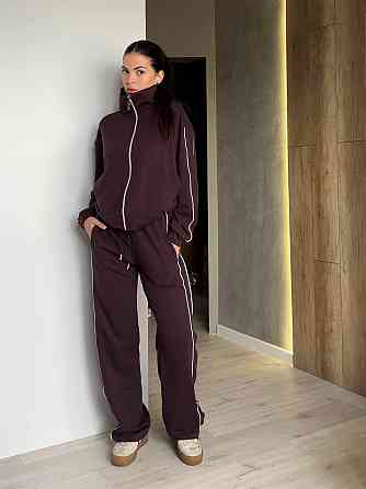 Женский стильный повседневный костюм двойка двунить Шоколад, 42/44 Одесса