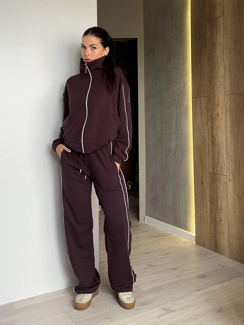 Жіночий стильний повсякденний костюм двойка двонитка Шоколад, 42/44 Одеса - фото 3