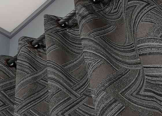 Комплект штор на люверсах VR-Textil Жаккард Mystery № 1621ш Серый с коричневым 150х280 см 2 шт (37-0202) Киев