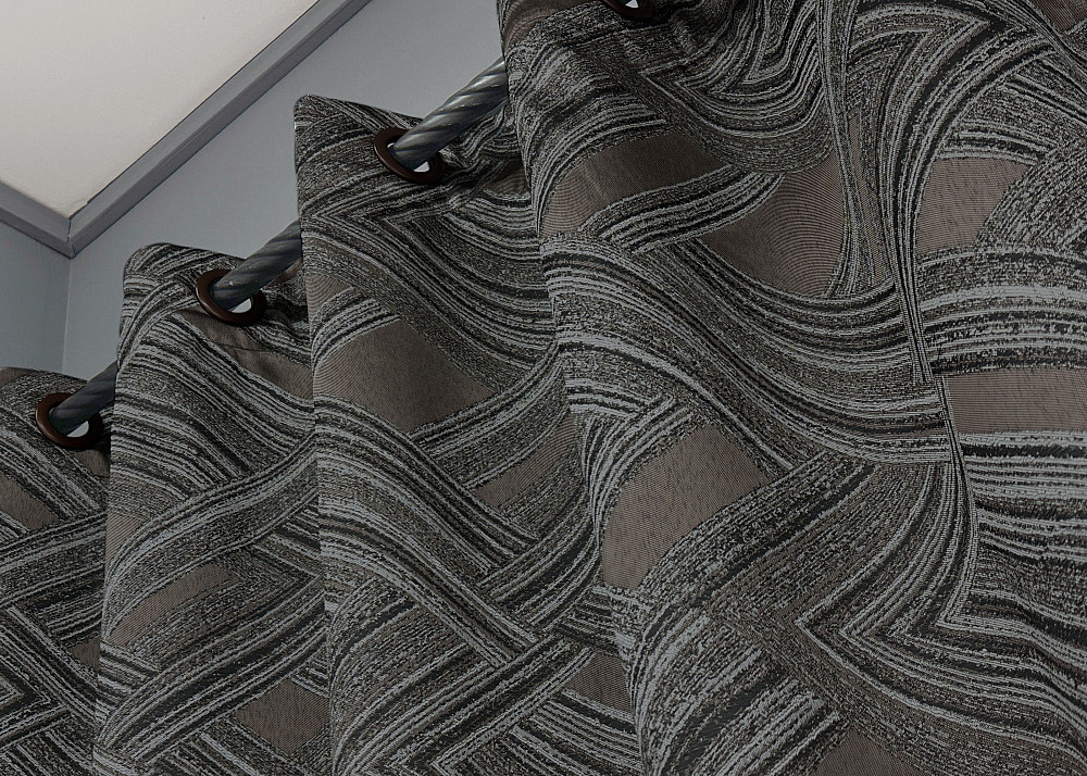 Комплект штор на люверсах VR-Textil Жаккард Mystery № 1621ш Серый с коричневым 150х280 см 2 шт (37-0202) Киев - изображение 6