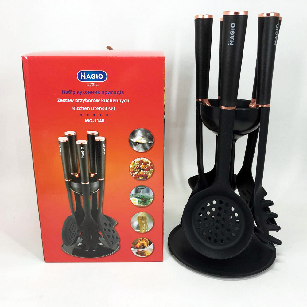 Подставка под кухонные аксессуары силикон MAGIO, Набор кухонный на стойке, Набор для готовки из нейлона VT-16 Львов - изображение 12