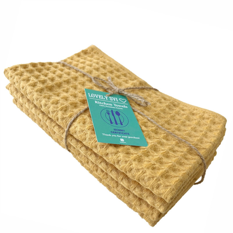Набор кухонных вафельных полотенец Lovely Svi 4 шт: 35 x 75 см, 100% хлопок – Желтый (561035) Киев - изображение 1