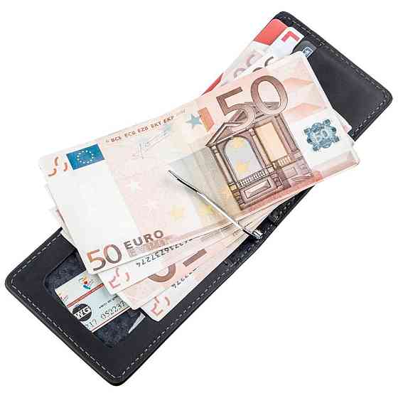 Стильный зажим для денег винтажный GRANDE PELLE 11194 Черный Киев