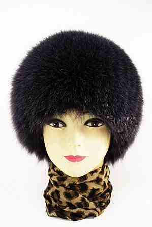 Шапка меховая женская песцовая сноп Анастасия Черный Харьков