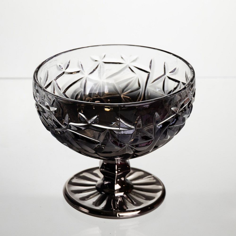 Набор креманок на ножке 6 штук 340 мл стеклянные креманки для мороженого желе и десертов Серый HP-19-185 Киев - изображение 2