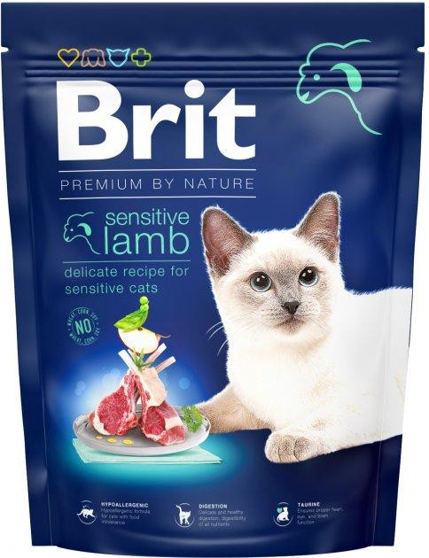 Сухий корм для кішок із чутливим травленням Бріт Brit Premium by Nature Cat Sensitive з ягням 300 г Вінниця - фото 1