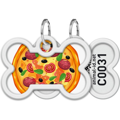 Адресник для животных WAUDOG Smart ID с QR паспортом "Пицца", кость 40х28 мм (231-4038) Винница - изображение 1