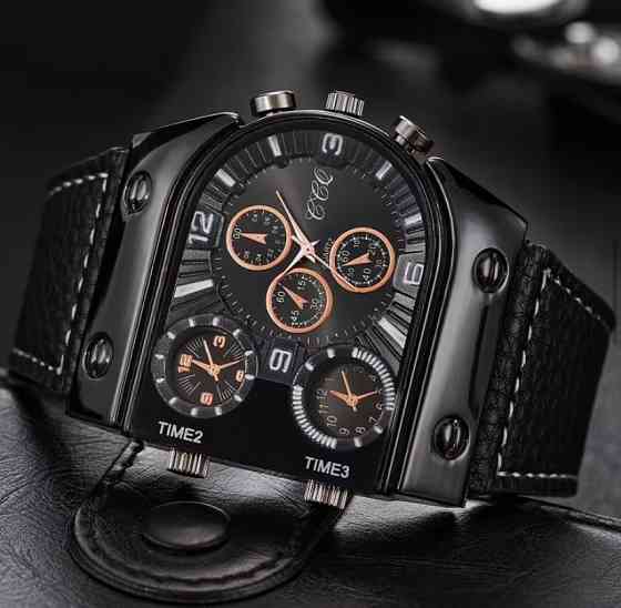 Подарунковий набір для чоловіків наручний годинник браслет кулон та кільце чорний Київ