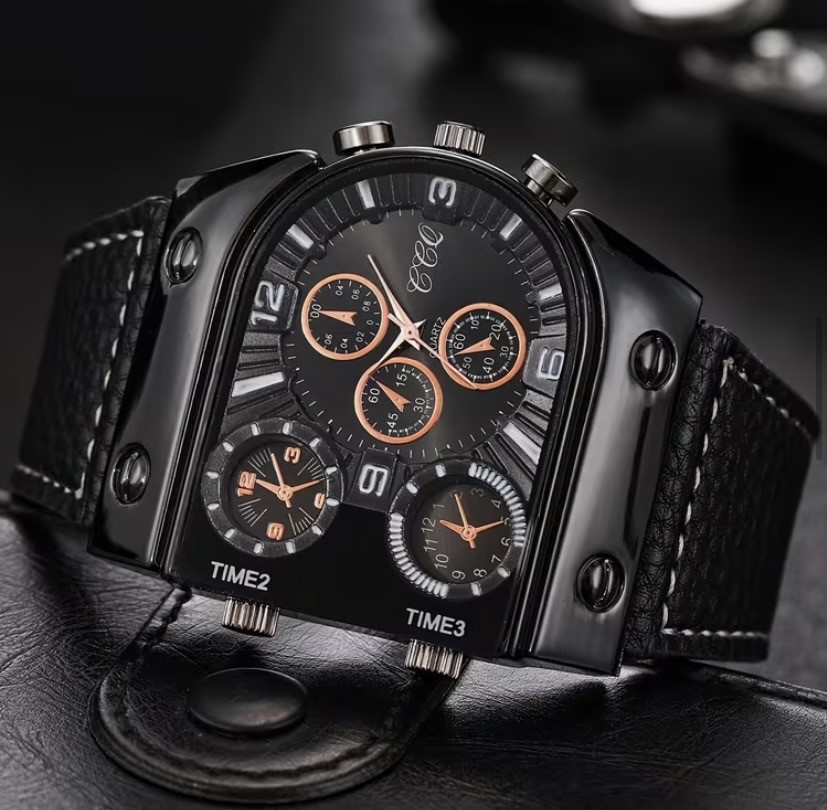 Подарунковий набір для чоловіків наручний годинник браслет кулон та кільце чорний Київ - фото 2