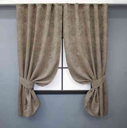 Комплект коротких штор VR-Textil Жаккард Sultan XO № 1680ш Темно-бежевый 130х170 см 2 шт (35-0329) Киев