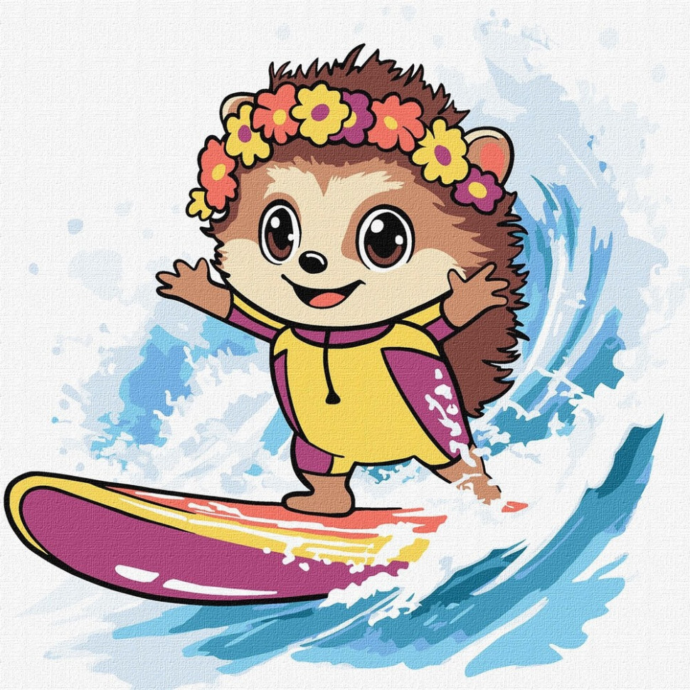 Картина за номерами "Літо. Їжак ловить хвилю" ©art_selena_ua KHO1255, 25х25 см Вінниця - фото 1