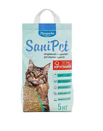 Наполнитель для кошачьего туалета Природа Sani Pet бентонитовый, крупная гранула, 5 кг Винница