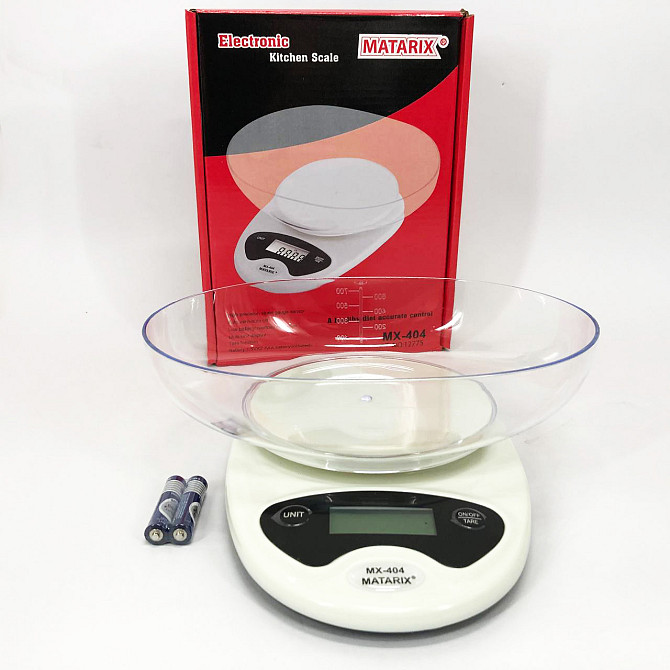Кулинарные весы с съемной чашей Matarix MX-404, Кухонные весы для взвешивания на батарейках SU-28 Львов - изображение 1