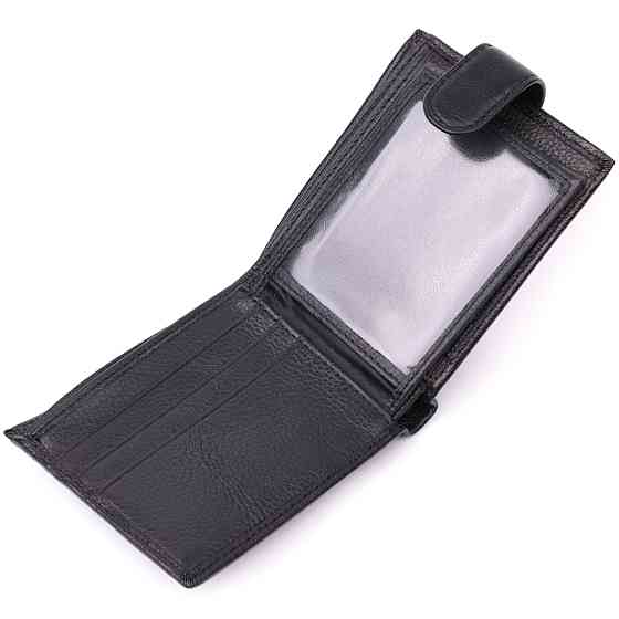 Горизонтальний гаманець середнього розміру з натуральної шкіри ST Leather 22454 Чорний Київ