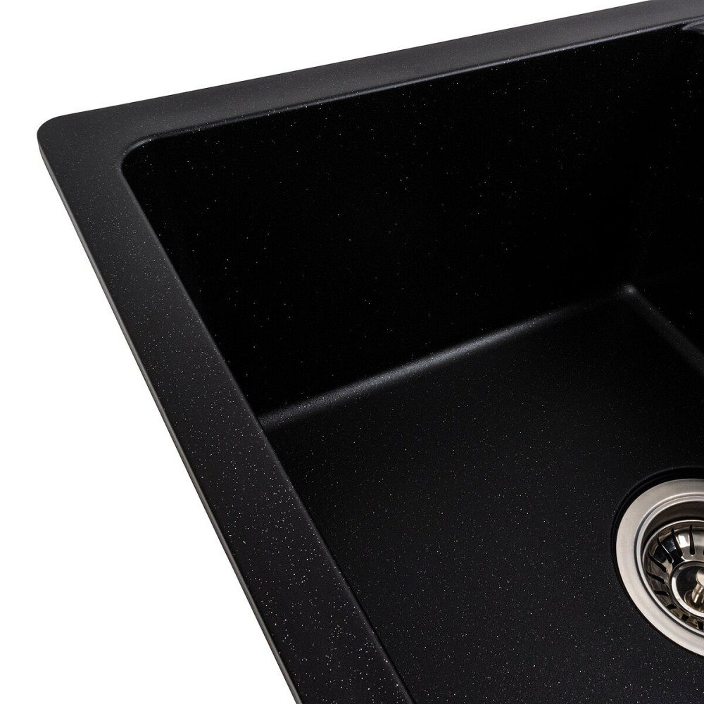 VALESO Гранітна мийка для кухні VALESO ZIRKONE 6250 матова Чорний металік Київ - фото 2