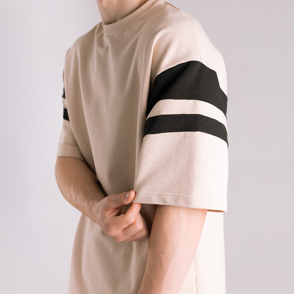 Чоловічий літній комплект шорти і футболка бежевий вільного крою Pobedov Flow Київ - фото 8