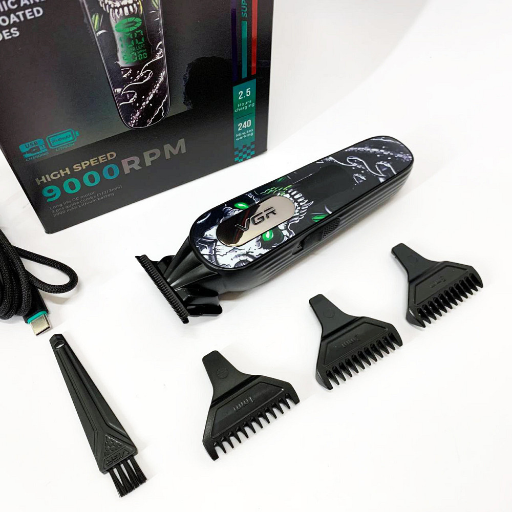 Перукарські машинки професійні VGR V-260, Перукарська машинка для бороди бездротова SJ-57 Київ - фото 9