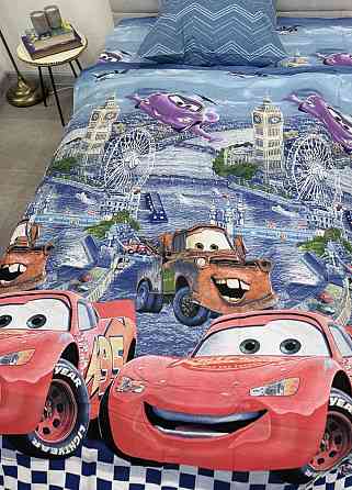 Ecotton Дитячий комплект постільної білизни Ecotton полуторний 147х210 см синій Тачки Коломия