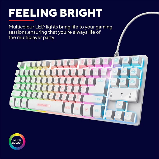 Ігрова клавіатура Trust GXT 833W Thado TKL, компактна, біла, QWERTY (англійська), RGB-підсвітка, Ant Київ - фото 8