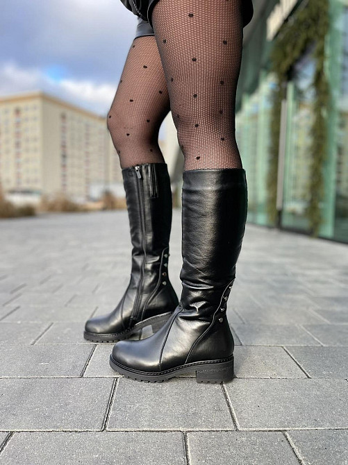 Чоботи жіночі ЭММА Z-25 чорні натуральна шкіра зима висота 36см каблук 5см (2510) Коломия - фото 10