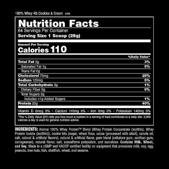 Протеин Universal Nutrition Animal 100% Whey 1800 г, Cookies & Cream Луцк