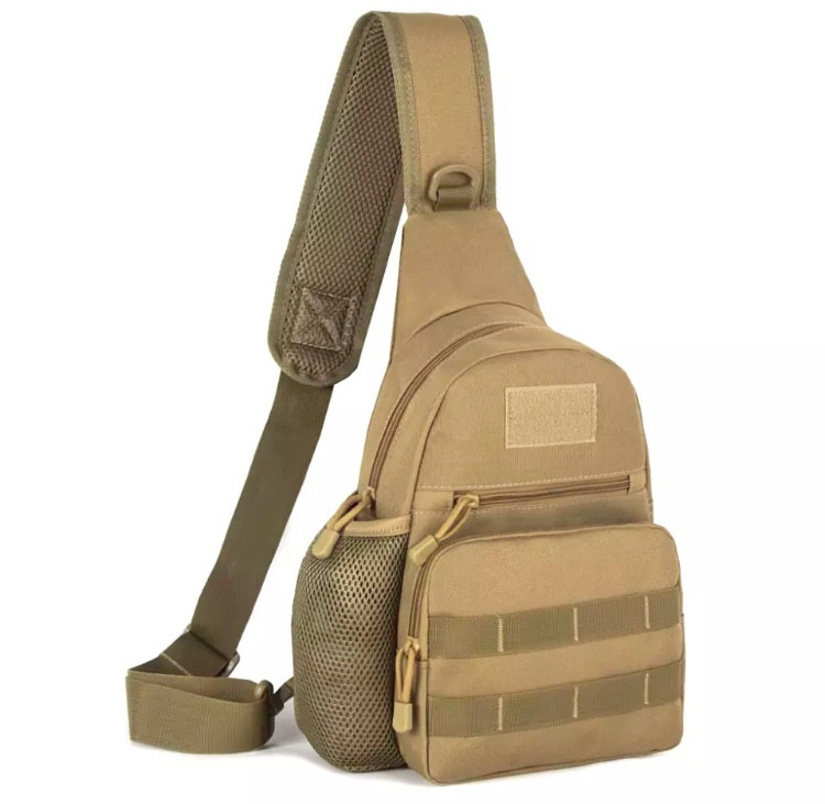 Мужская сумка тактическая через плечо Хаки - размер сумки 35*20*12см, 3 кармана спереди и 1 кармашек боковой Киев - изображение 1