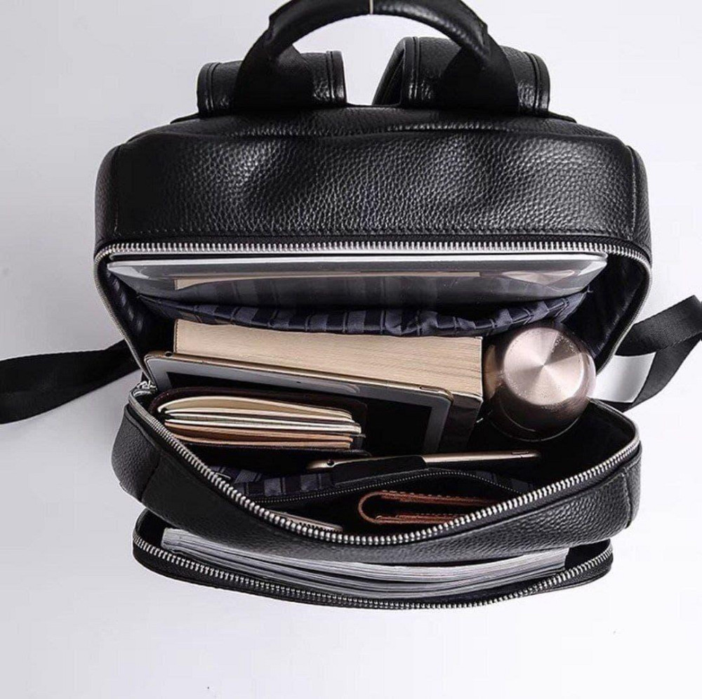 Мужской рюкзак Tiding Bag (28 х 40 х 14 см) для ноутбука из натуральной кожи Черный Винница - изображение 3
