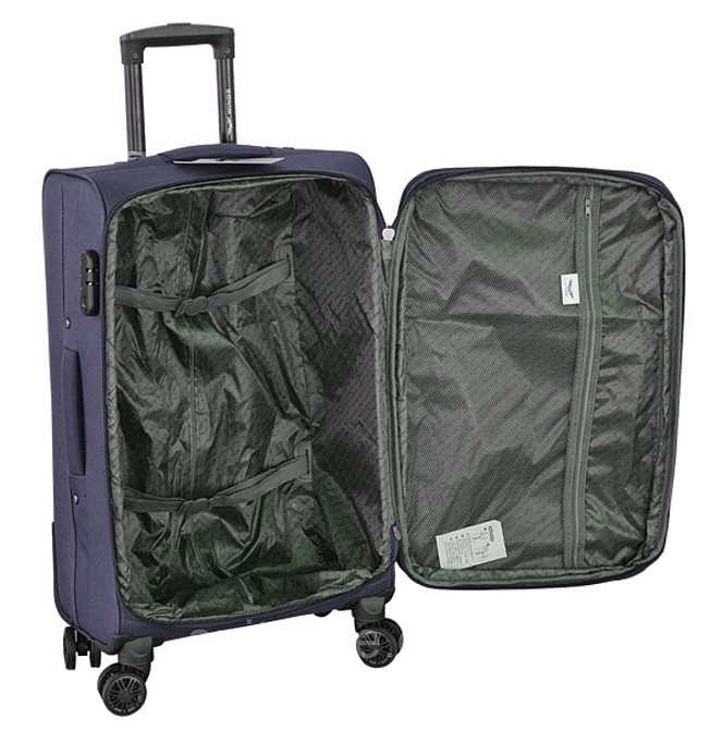 Чемодан тканевый WINGS 6018 средний 65 см 4 колеса темно-синий Киев - изображение 5