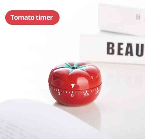 Таймер механічний для кухні "Помідор", корпус пластик, зворотній відлік, червоний, розмір 6,3*4,5 см Київ