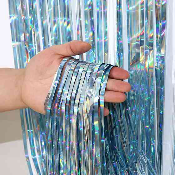 Дождик на фотозону с голограммой 1 м на 1 м голубой Киев