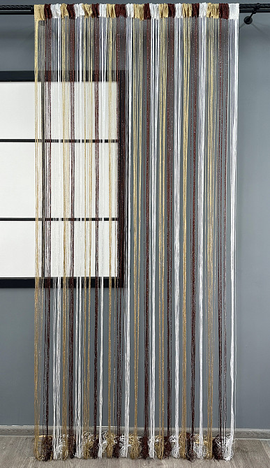 Шторы-нити с люрексом Бежевый с коричневым и белым 300х300см 1 шт (61-109) Киев - изображение 2
