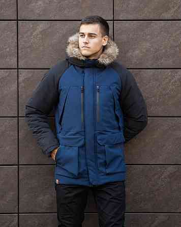 Парка мужская зимняя средняя на коттоне с капюшоном Pobedov seniora udacha Киев