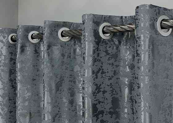 Комплект штор на люверсах VR-Textil Льон мармур Pavliani ХО № 1262ш Графітовий 150х250 см 2 шт (37-0315) Київ