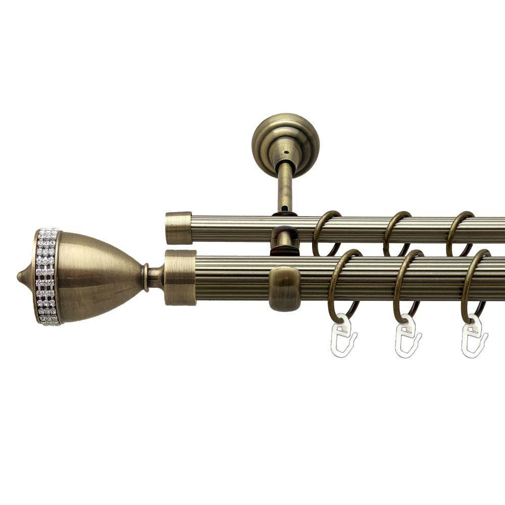 Карниз Orvit Етернія металевий дворядний відкритий рифлена труба кільце металеве Антик 25\16 мм 300 см Львов - изображение 1