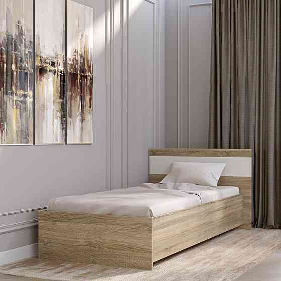 Односпальная кровать Эверест Соната-900 90х200 см дуб сонома/белый (DTM-2114) Львов