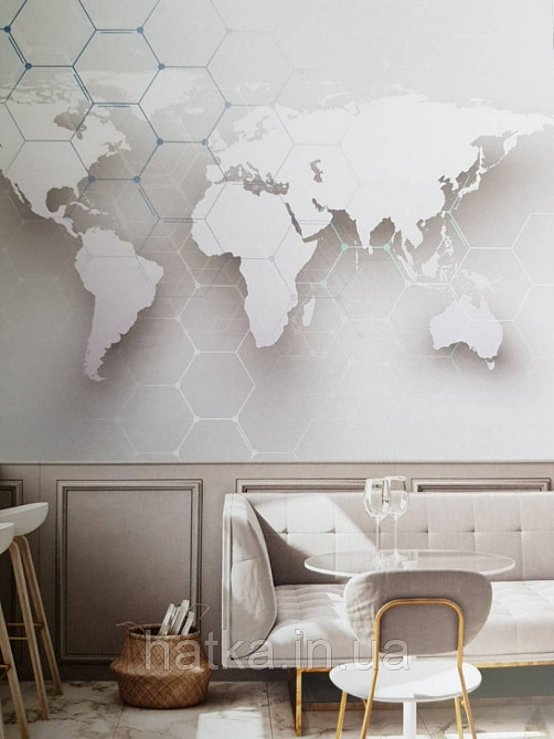 Шпалери вінілові на флізелін карта світу Київ - фото 4