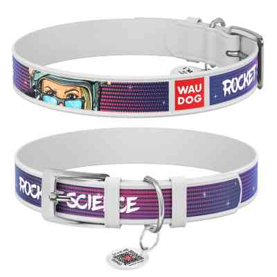 Ошейник для животных WAUDOG Design "Космос. Ракетостроение" Ш 20 мм Д 29-38 см белый (0020-0124-15) Винница