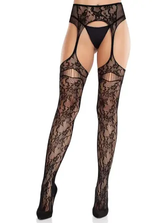 Колготки Leg Avenue Net Stockings with Attached Garter Belt One Size Black Львів