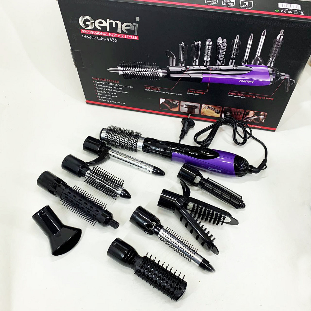 Фен для укладки локонов, Многофункциональный стайлер для волос Фен-щетка волос с концентратором DS-44 Львов - изображение 3