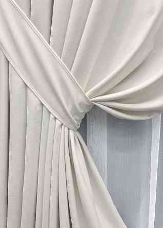 Комплект штор VR-Textil Микровелюр Petek 150х270 2шт и Тюль 400х270 2020ш-1153т Молочный с белым 71-157/3 Киев