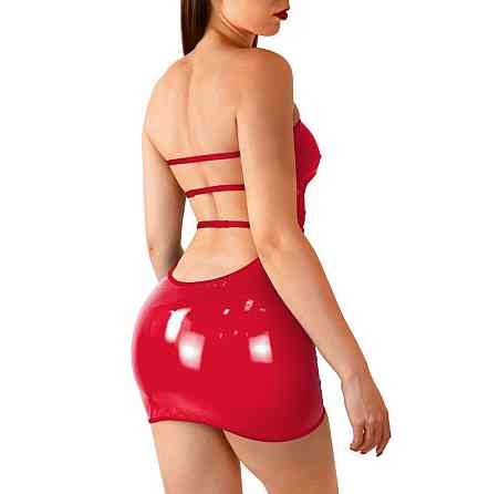 Сексуальное виниловое платье Art of Sex - Jaklin, размер L-2XL, цвет красный Sex Aura Киев