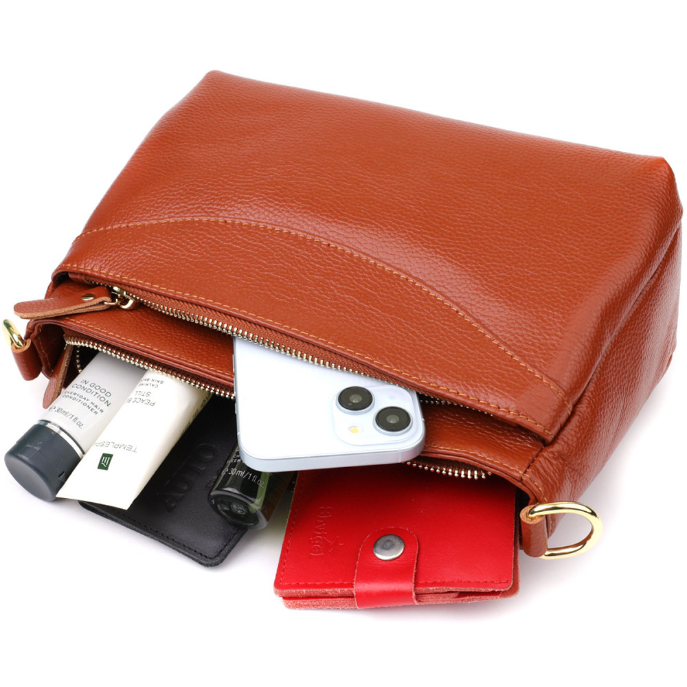 Жіноча сумка з натуральної шкіри з формостійким дном Vintage 22983 Коричневий Київ - фото 8