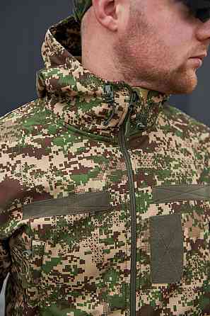 Тактическая куртка пиксель софт шел, демисезонная весенняя водоотталкивающая куртка с капюшоном   WAR Львов