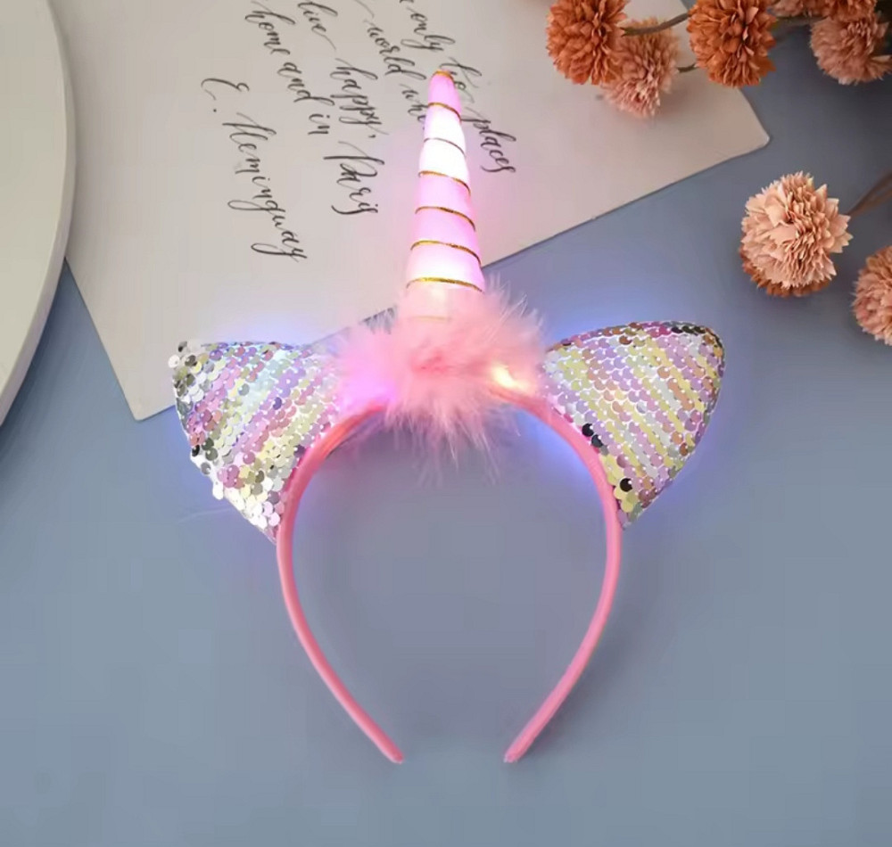 Детский светящий обруч Единорог 20х26 см на батарейках розовый Киев - изображение 1