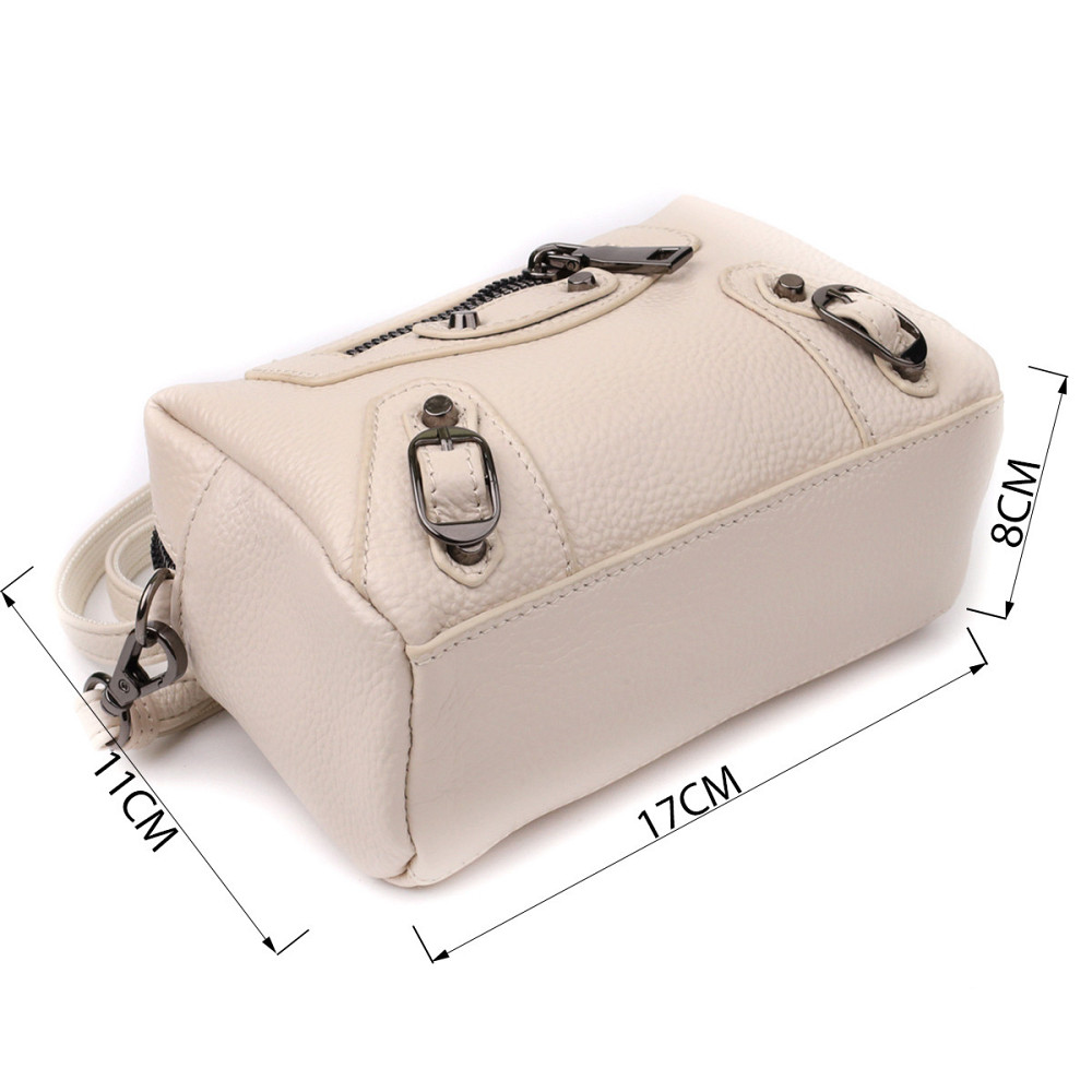 Компактна сумка жіноча з трендовим декором з натуральної шкіри Vintage 22923 Білий Київ - фото 3