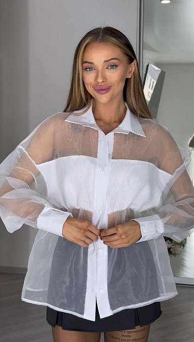 Жіноча стильна блуза з напівпрозорої органзи Одеса - фото 7