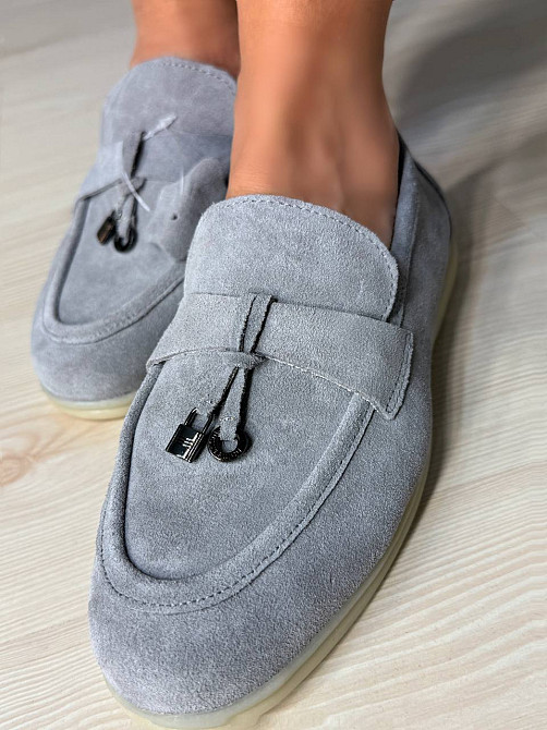 Туфлі жіночі Hengji 336-2 замшеві лофери з фурнітурою сірі, 39, 25 см Київ - фото 18