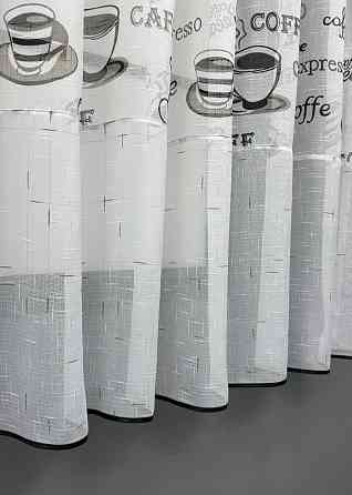 Кухонная тюль-арка VR-Textil № 1793т-1210т лен молочный с черным 300х160 см (53-0073) Киев