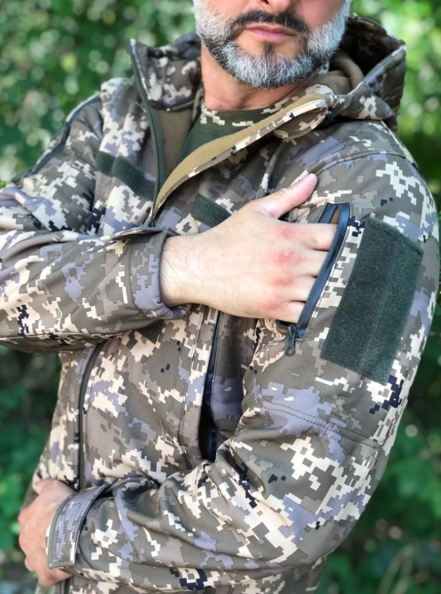 Военная демисезонная куртка Soft Shell пиксель, мужская тактическая ветрозащитная куртка весна осень Львов - изображение 4